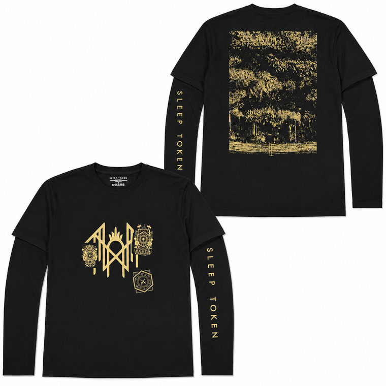 Sleep Token Unisex 2 In 1 Layered Long Sleeve T-Shirt: Patch (Black) (Back & Sleeve Print)