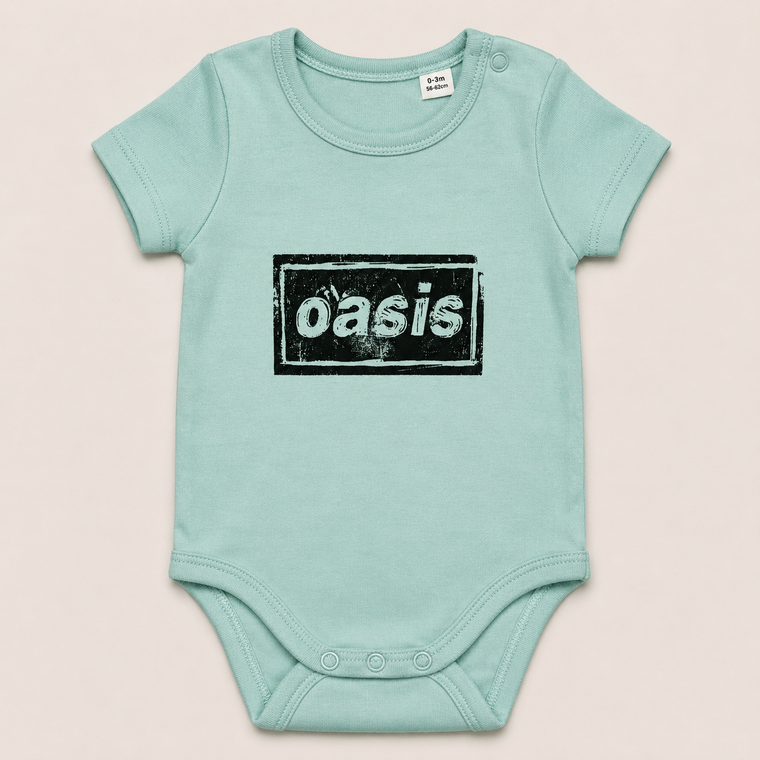 Oasis Kids Baby Grow: Lino Logo (Mint Green) (Ex-Tour)