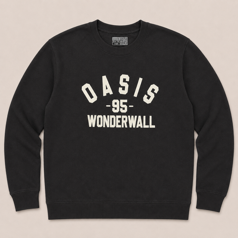 Oasis Unisex Sweatshirt: Wonderwall Varsity (Charcoal Grey) (Ex-Tour)