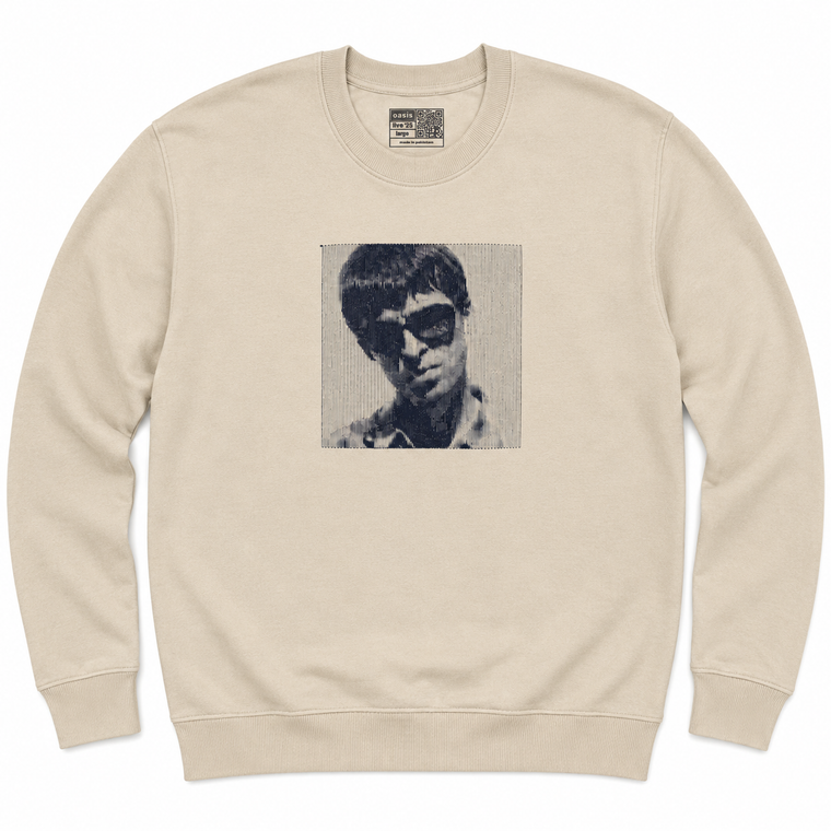 Oasis Unisex Sweatshirt: Noel Embroidered Portrait (Cream) (Ex-Tour)