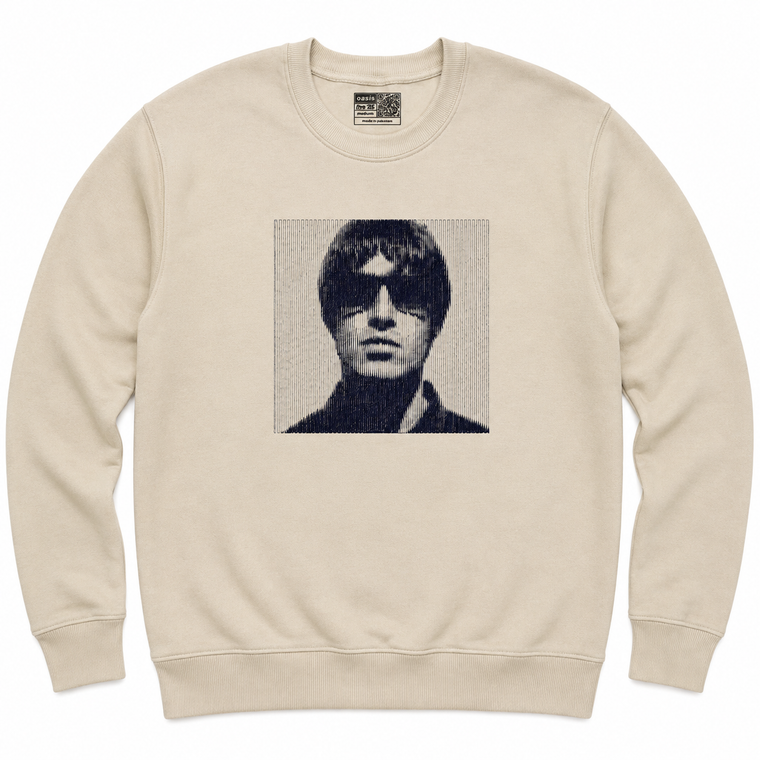 Oasis Unisex Sweatshirt: Liam Embroidered Portrait (Cream) (Ex-Tour)