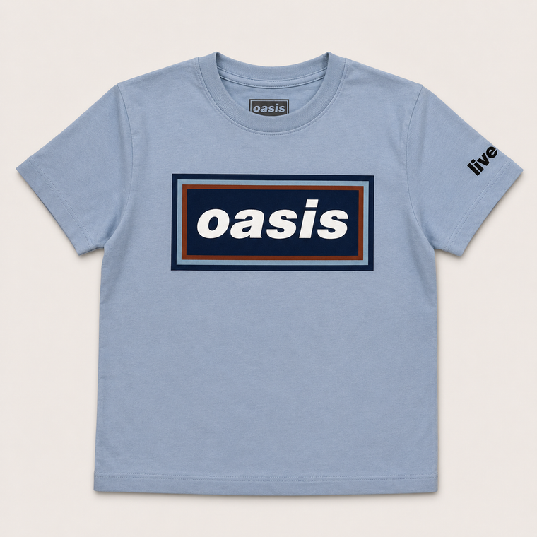 Oasis Kids T-Shirt: 96 Retro Logo (Light Blue) (Ex-Tour)