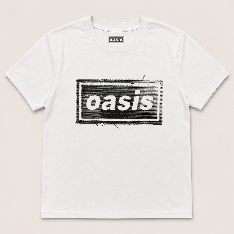Oasis Ladies T-Shirt: Thread Logo (White) (Ex-Tour)