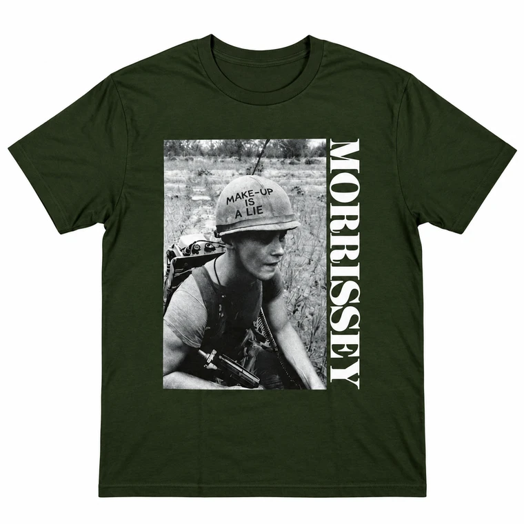 Morrissey Unisex T-Shirt: MIM Make-Up Is A Lie (Green)