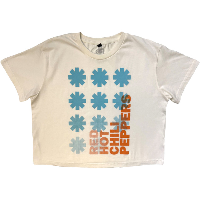 Red Hot Chili Peppers Ladies Crop Top: Gradient Logo Stone Wash (White)
