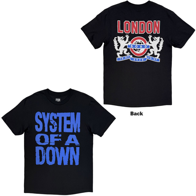 System Of A Down Unisex T-Shirt: London Event Tour '26 (Back Print) (Black)