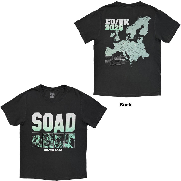 System Of A Down Unisex T-Shirt: Map Dateback Tour '26 (Grey) (Back Print)