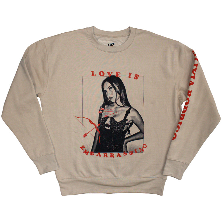 Olivia Rodrigo Unisex Sweatshirt: Love Is Embarrassing (Sand)