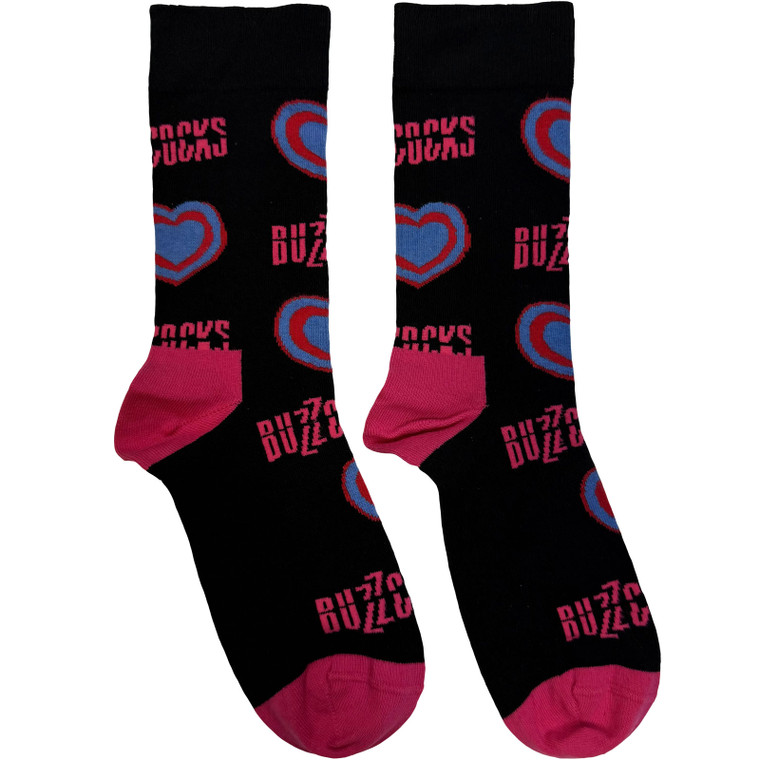 Buzzcocks Unisex Socks: Hearts & Logos (Black) (UK Size 6 - 11)