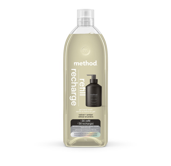 vetiver + amber gel hand wash refill,  34oz/1L