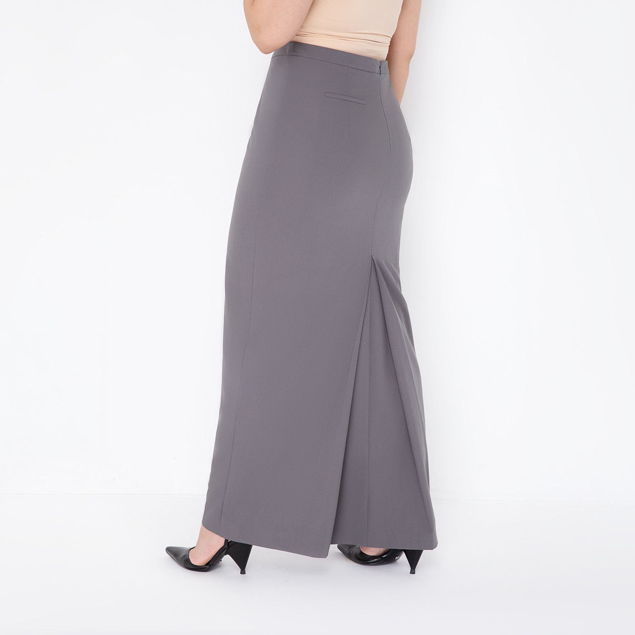 Grey Classic Pencil Skirt | Elegant Women's Fashion | Shaheen Salim
