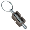 This large spring lock is a safety feature on your trailer.  The pin will fit into the holes on your post for your deck lock. With the pin in place your deck will stay in place were you put it. For mounting of this spring lock, the steel block is welded t