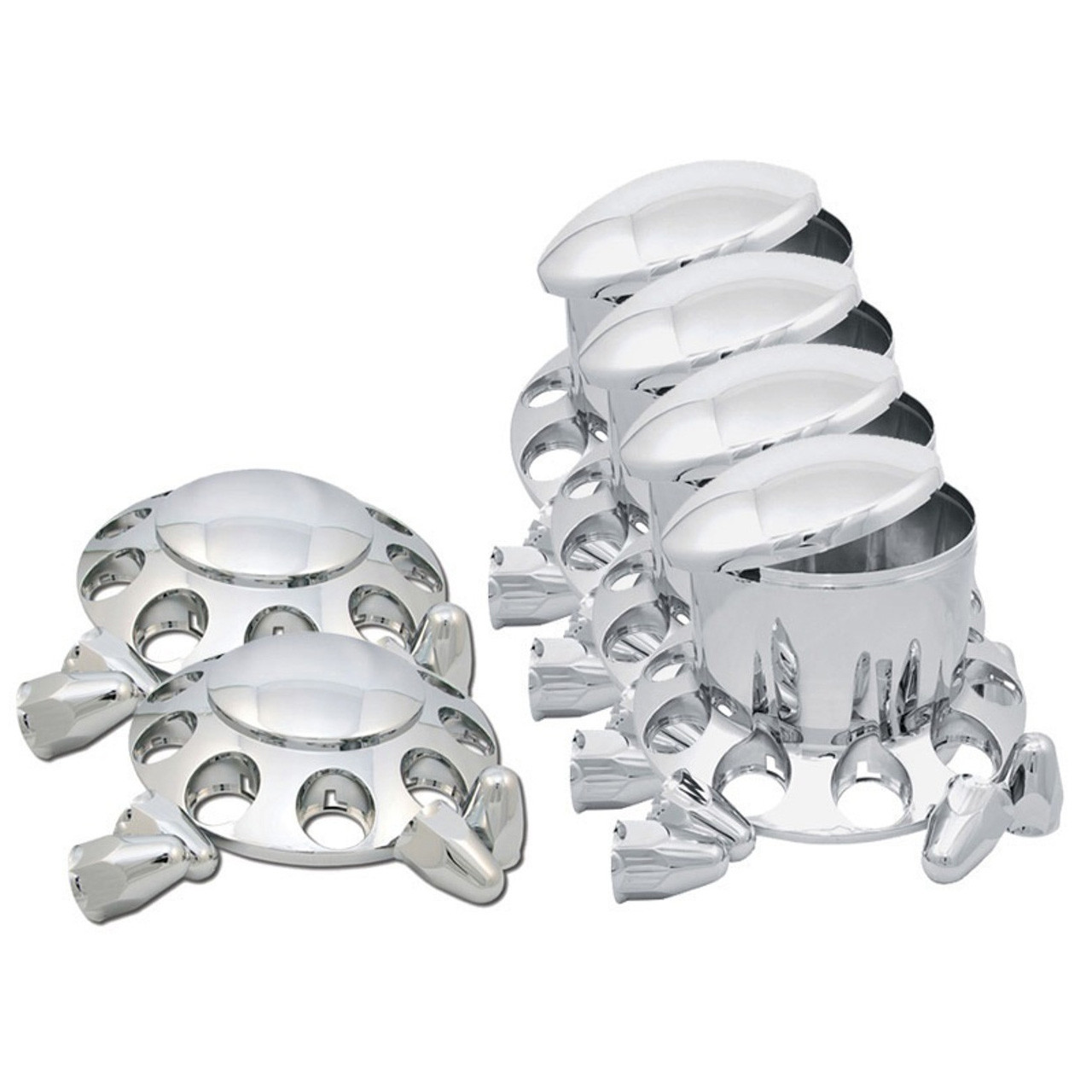 4-Pack Chrome Rear Wheel Axle Hub Cover Kit - 33mm Nut Covers For Semi Trucks/Trailers