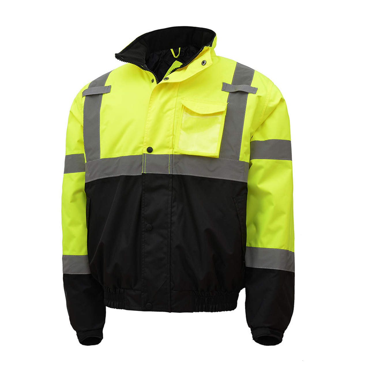 GSS Safety Lime Bomber Jacket, Waterproof w/Liner