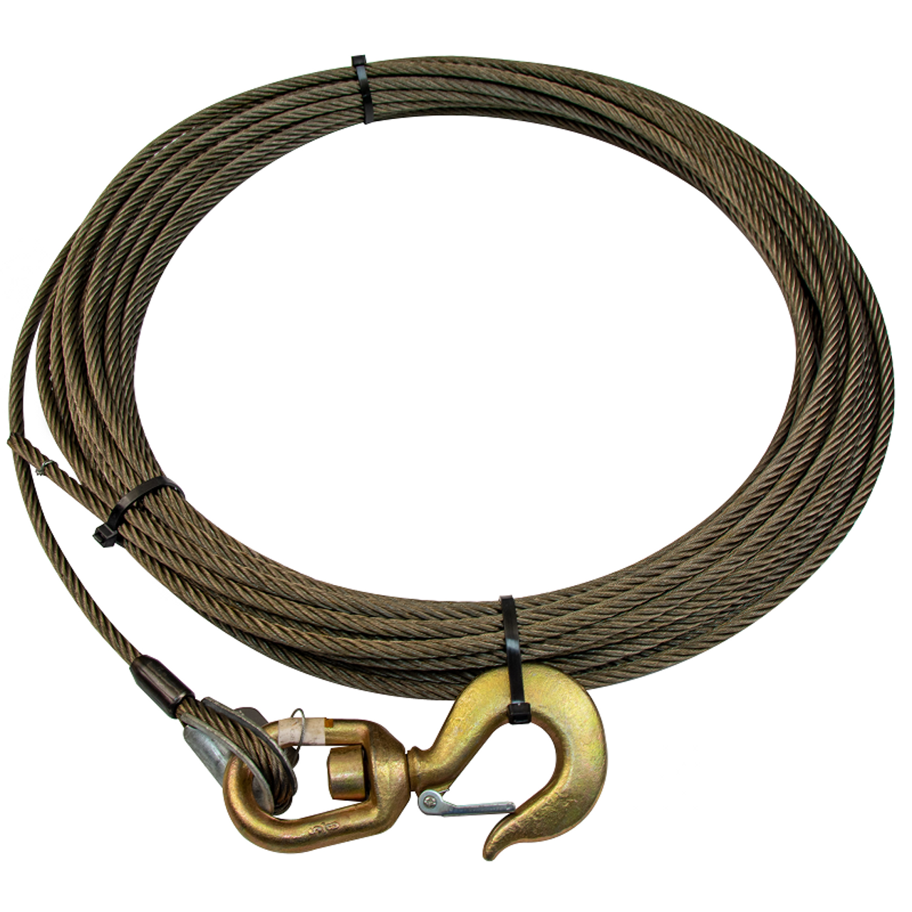 Wire Rope Winch Cable w/ 4.5 Ton Swivel Hook