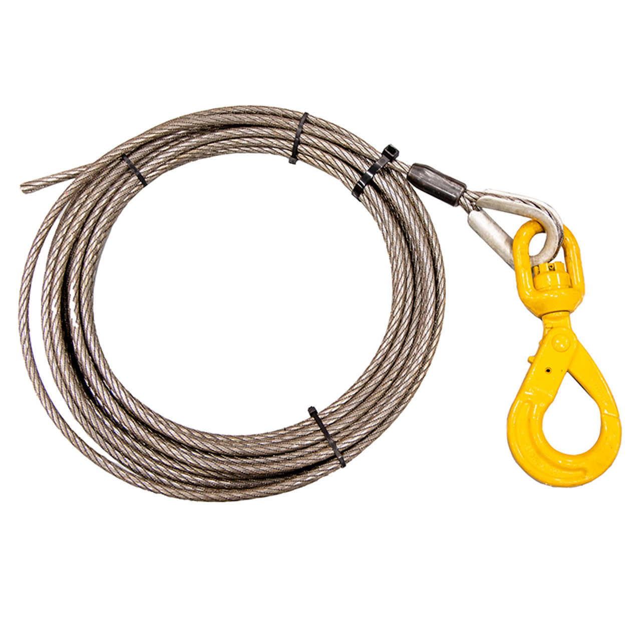 3/8 in. x 75 ft. Steel Core Super Swaged Winch Cable w/Self Locking Hook |  ECTTS