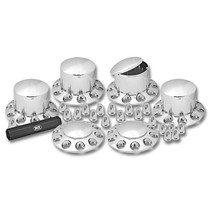 Complete Chrome ABS Plastic 3-Axle Hub & Lug Nut Cover Kit