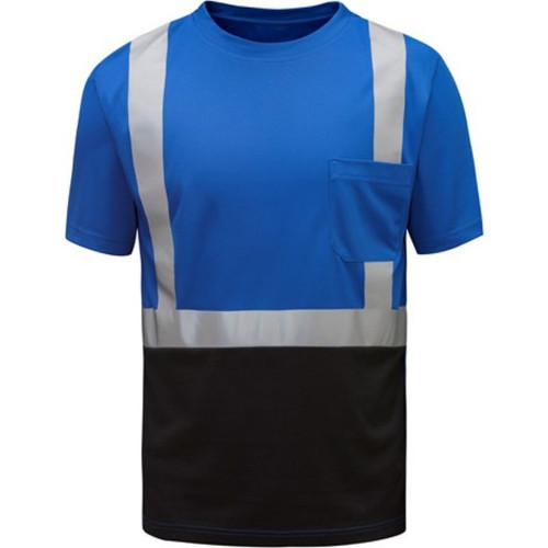 BLUE SHORT SLEEVE SAFETY T-SHIRT W/BLACK BOTTOM