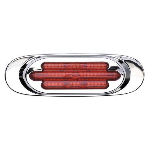 Boost your vehicle's visibility during poor conditions with this red Maxxima Chrome Oval Clearance Marker. Housed in a stainless steel bezel that attaches to your cab or sleeper panels, its 13 LEDs draw 60 milliamps of power for brightness that helps to catch the attention of other motorists and minimize accidents.

- Dimensions: 6.625" x 2" x 0.75"
| OEM Part Number: M72270R