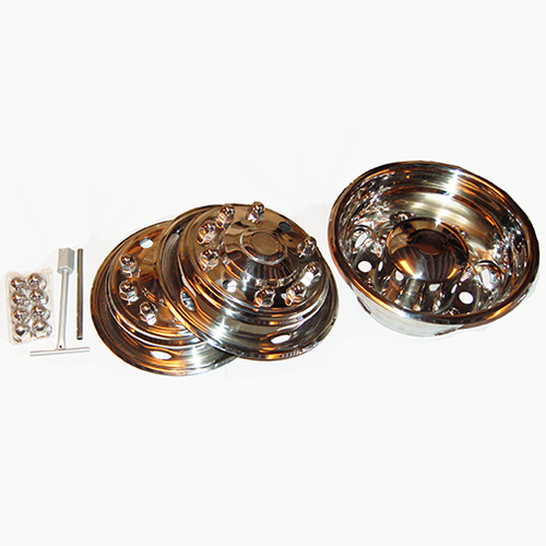 Keep your rig looking great with these Wheel Simulators. Their durable stainless steel construction resists rusting, and they install easily with the eight included 33mm lug nuts- 19.5" diameter