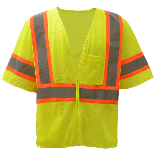GSS Class 3, 2-Tone Zipper Mesh Vest, Lime