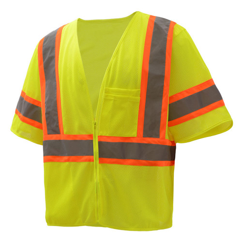 GSS Class 3, 2-Tone Zipper Mesh Vest, Lime
