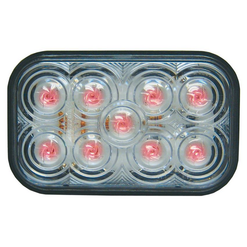 Maxxima - 5 in. Red Rectangular S/T/T Light | Clear Lens, 9 LED