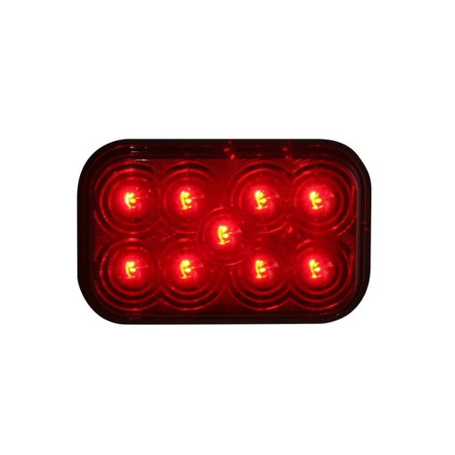 Maxxima - 5 in. Red Rectangular S/T/T Light | Clear Lens, 9 LED