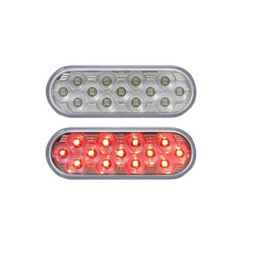 Trux - Red Oval S/T/T Mirror Light | 13 LED, Clear Lens