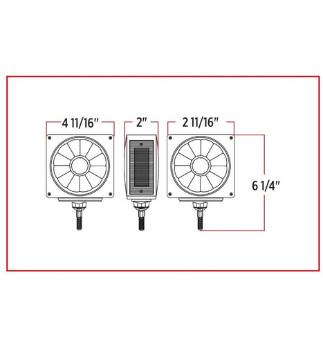 Amber/Red Square LED | Double Face, Single Post, Passenger Side