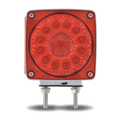 Square Amber/Red S/T/T LED | Double Face, Double Post, Driver's Side