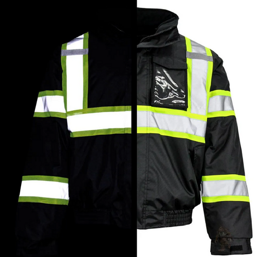 Non-ANSI Black Waterproof Quilted Two-Tone Bomber Jacket | GSS