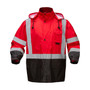 Red Premium Hooded Rain Coat w/Black Bottom | GSS
