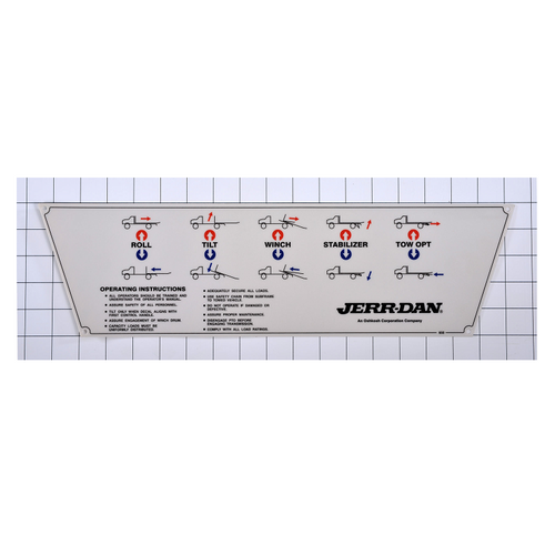 Decal Control Panel w/Stabilizer LH | Jerr-Dan PN 7330000650
