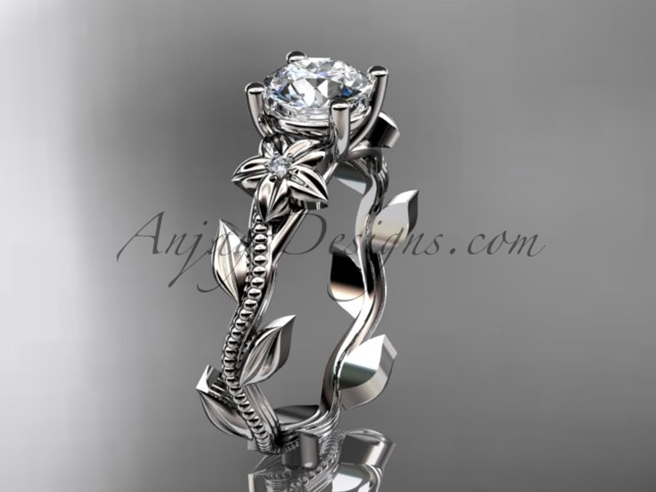 Moissanite White Gold Flower Ring Design for Female ADLR238