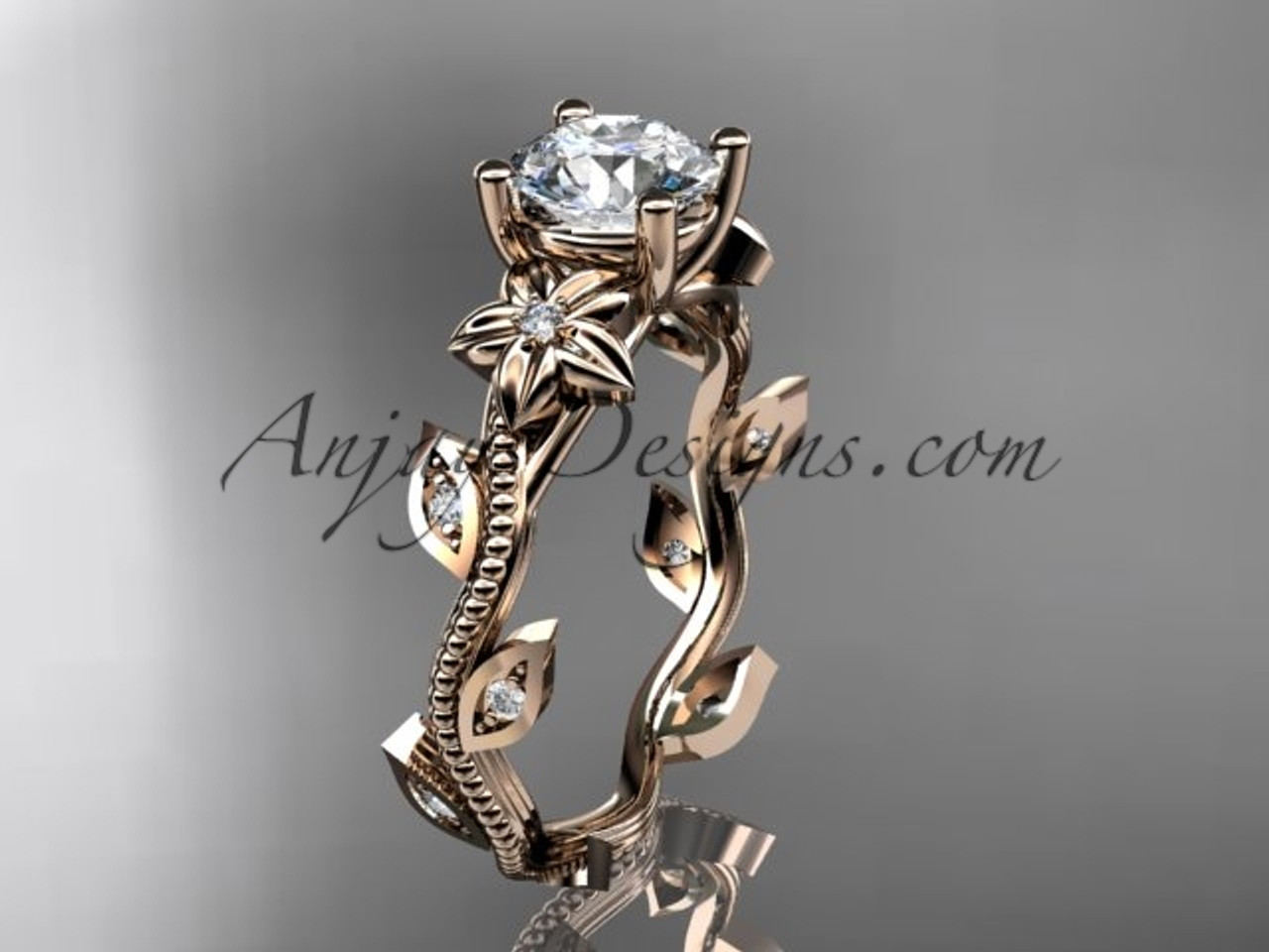 Open Shank Leaf Design Side Diamonds Engagement Ring – Burnell's Fine  Jewelry
