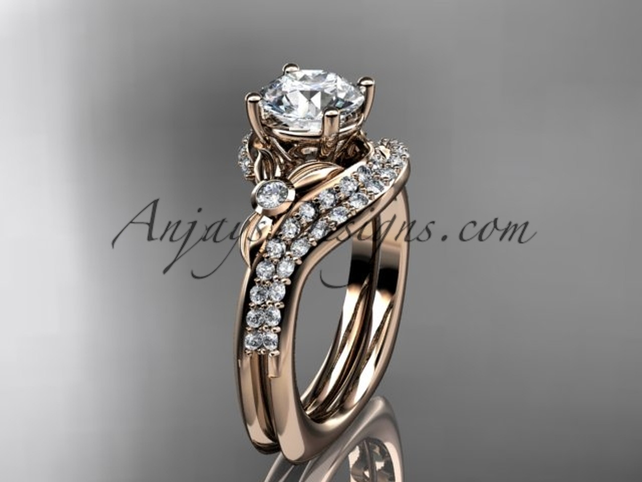 Unique Rose Gold Vine & Diamond Ring