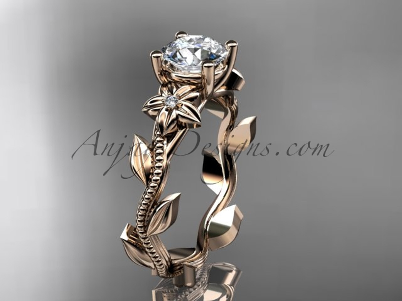 Unique Rose Gold Vine & Diamond Ring