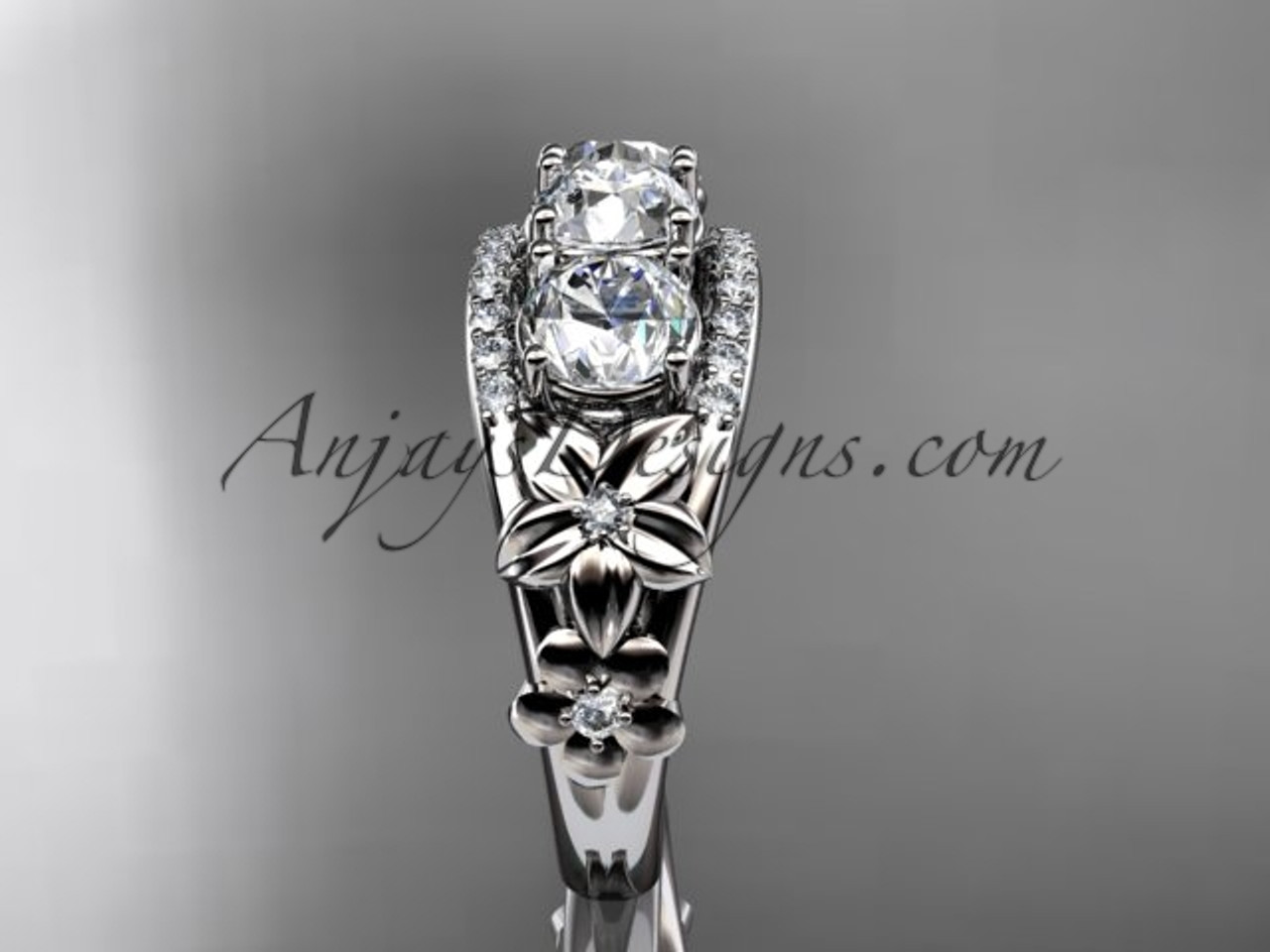 14kt white gold flower diamond wedding ring, engagement ring ADLR388