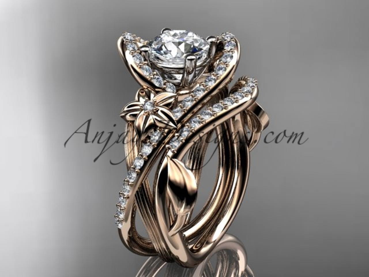 Unique Rose Gold Vine & Diamond Ring