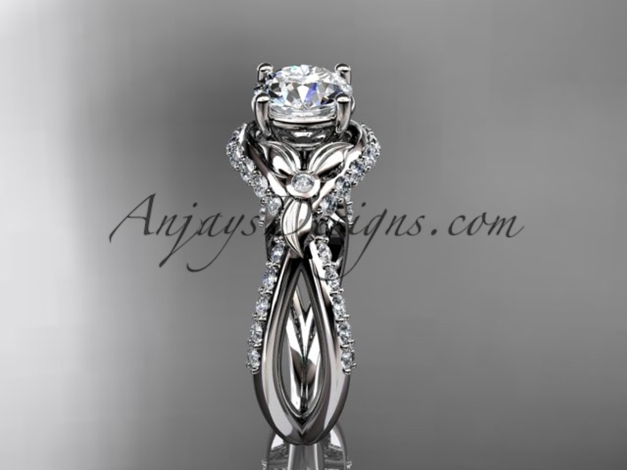 14kt white gold flower diamond wedding ring, engagement ring ADLR388