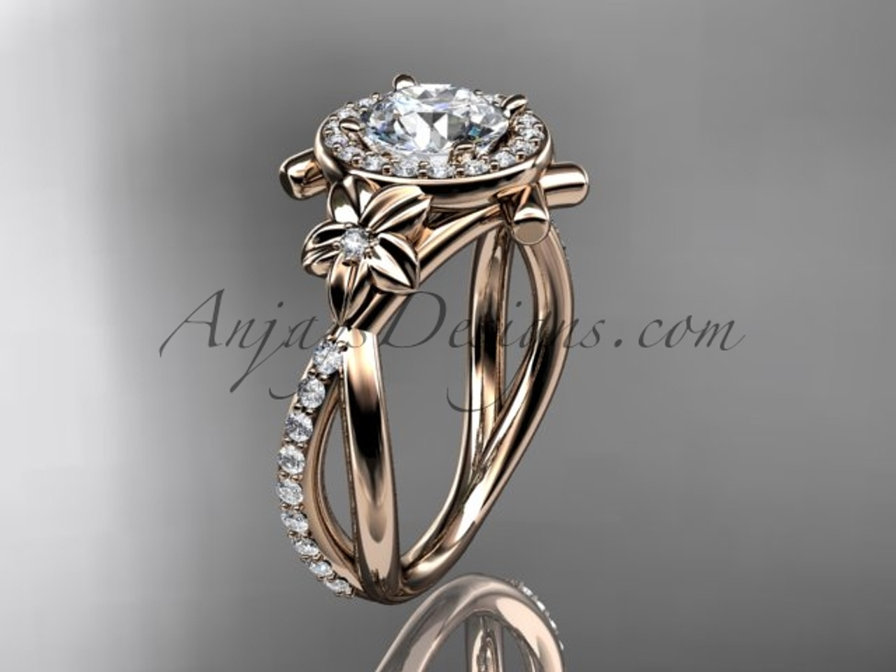 Unique Rose Gold Vine & Diamond Ring