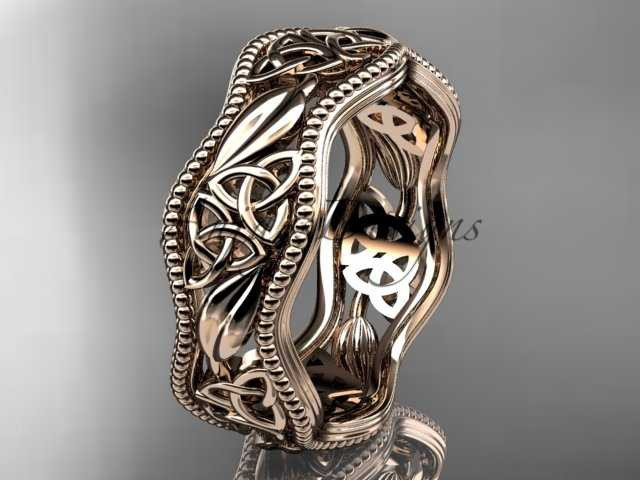 14kt rose gold celtic trinity knot engagement ring wedding band