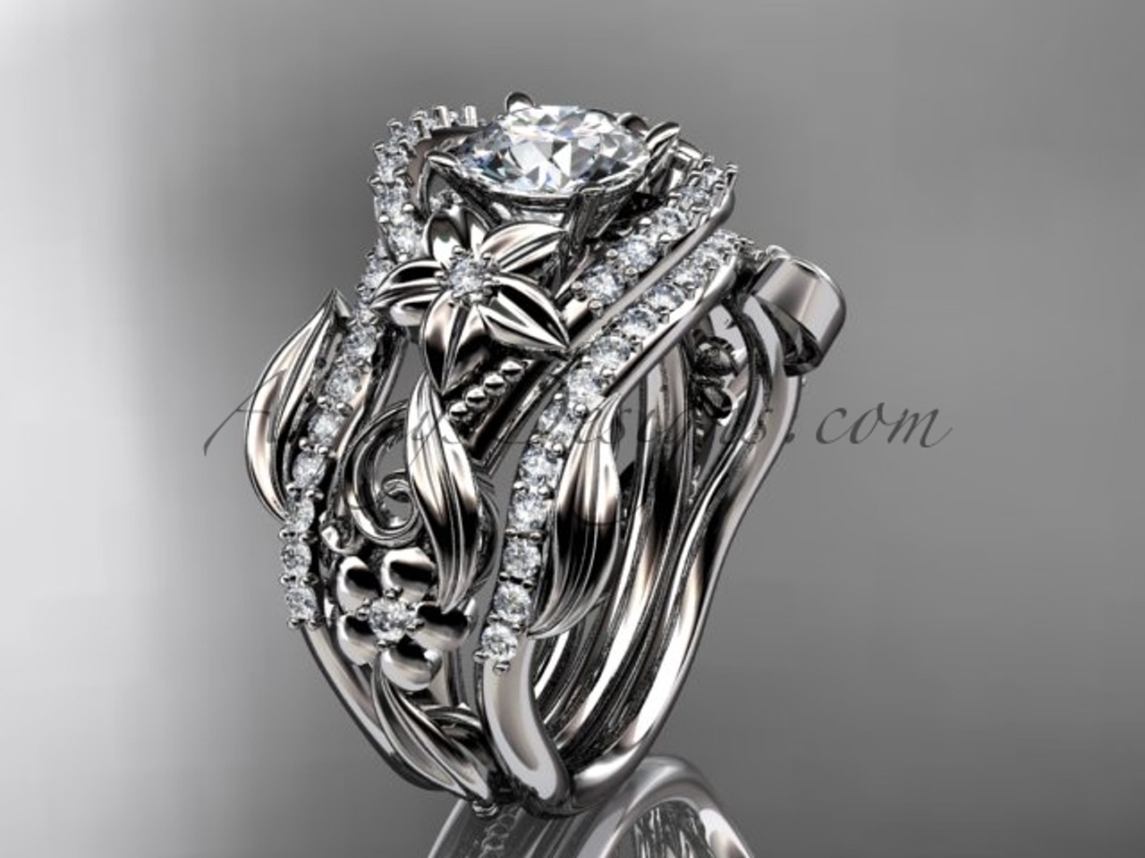 Leaves Engagement Ring - Moissanite Rings and Diamond Rings