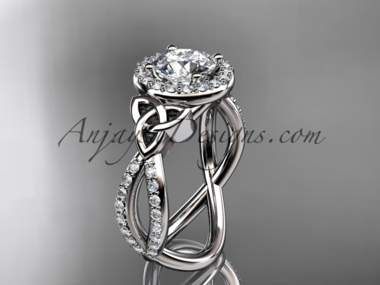 Platinum Diamond Celtic Trinity Knot Engagement Ring Wedding Band