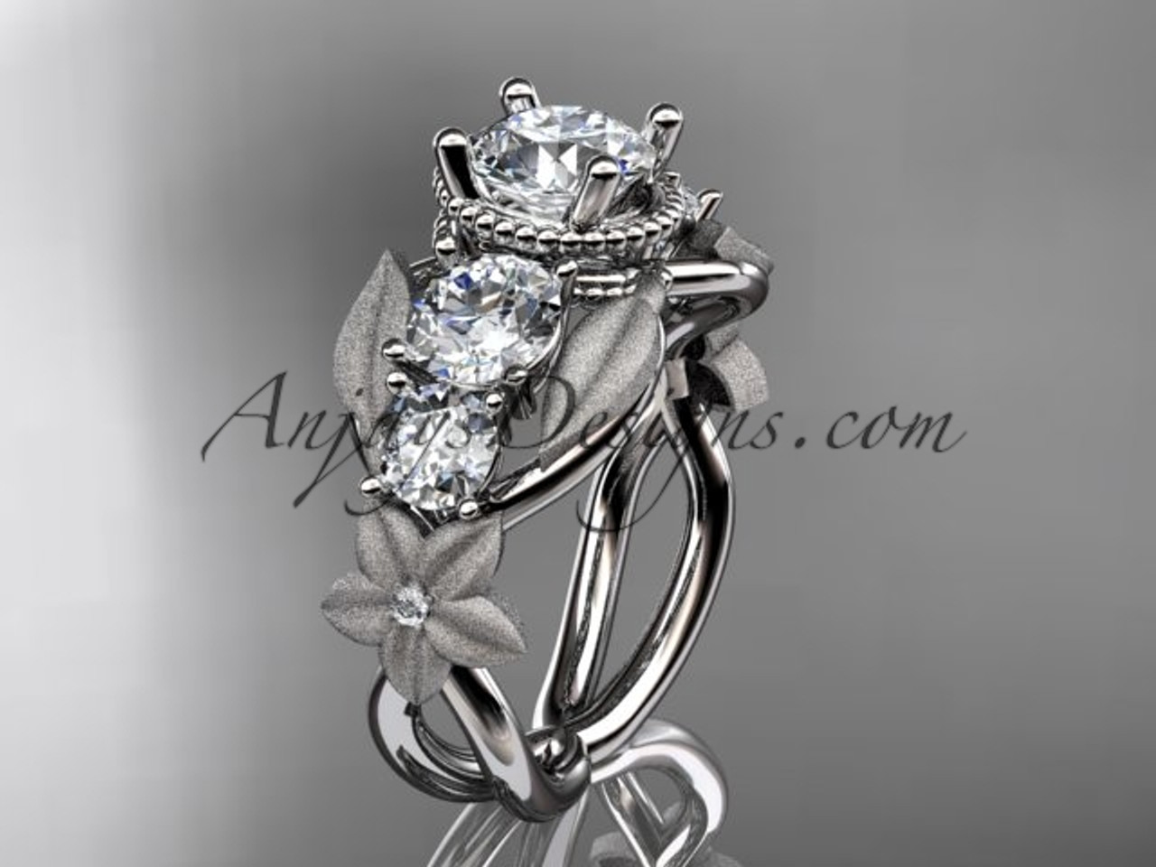 White Gold and Diamond Floral Ring