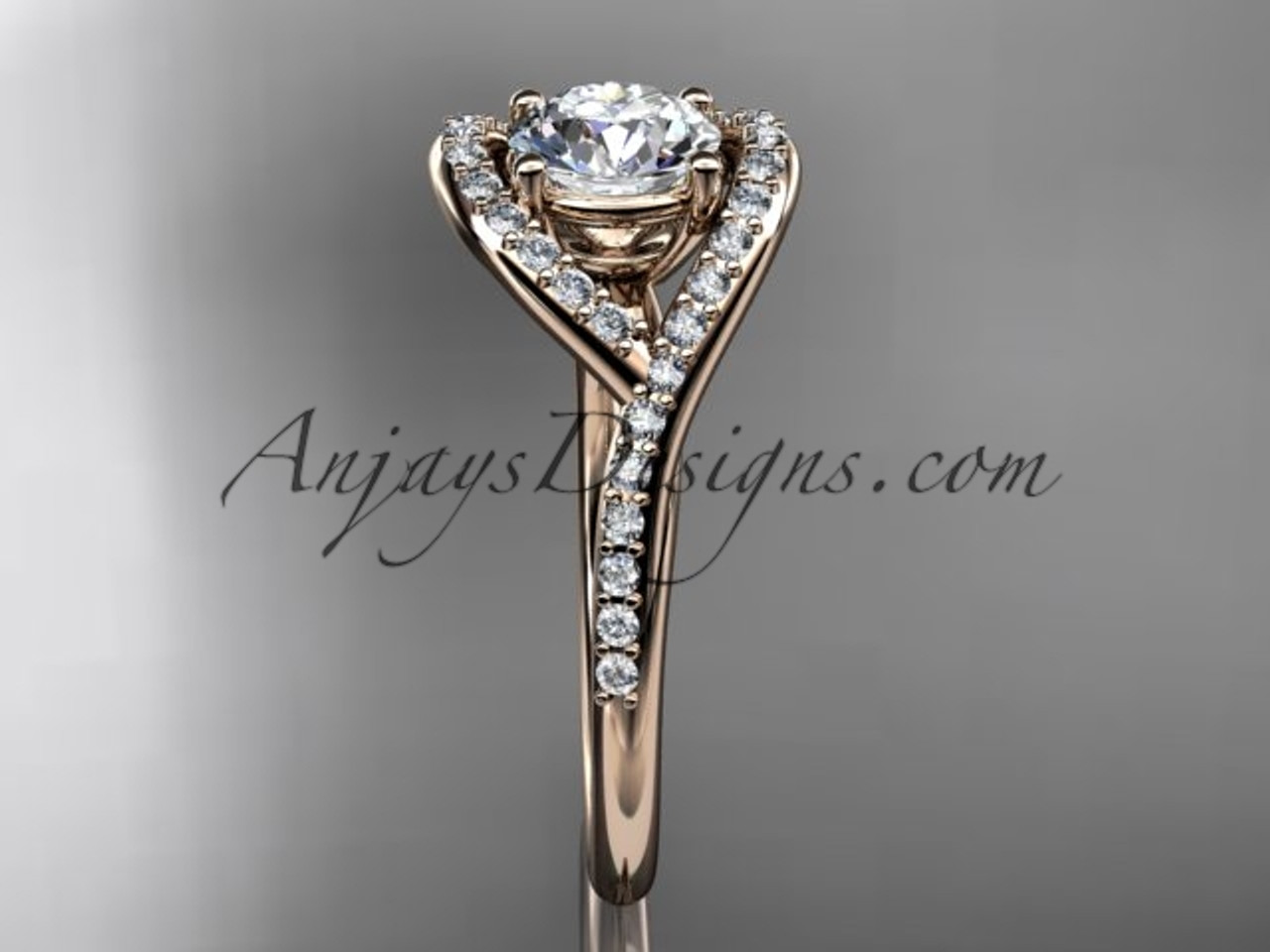 Rose Gold Bridal Ring, Modern Wedding Set for Women ADLR383S