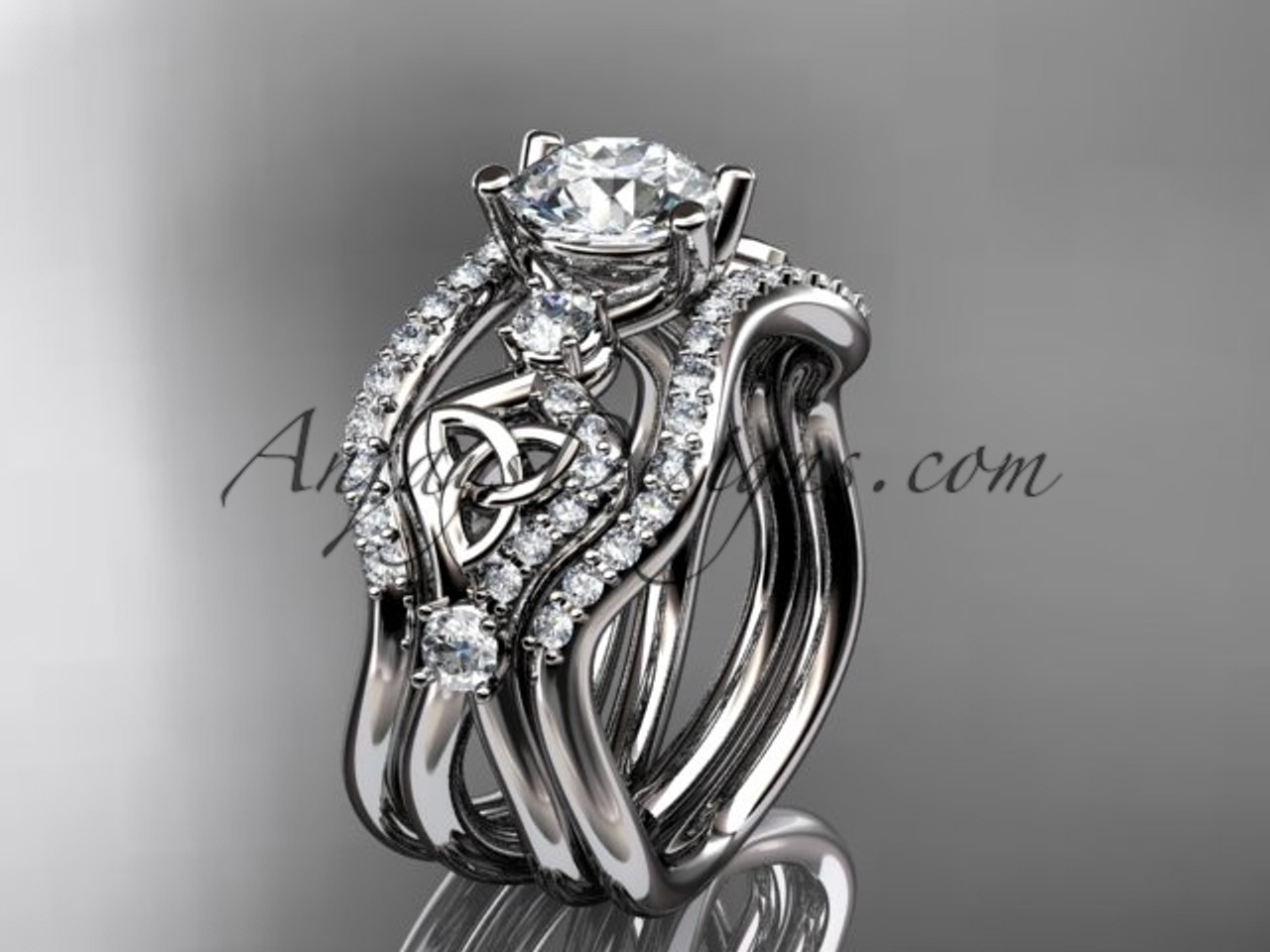 Avalanche Custom Bridal Peach Zircon & Round Diamond Ring Bena Jewelry