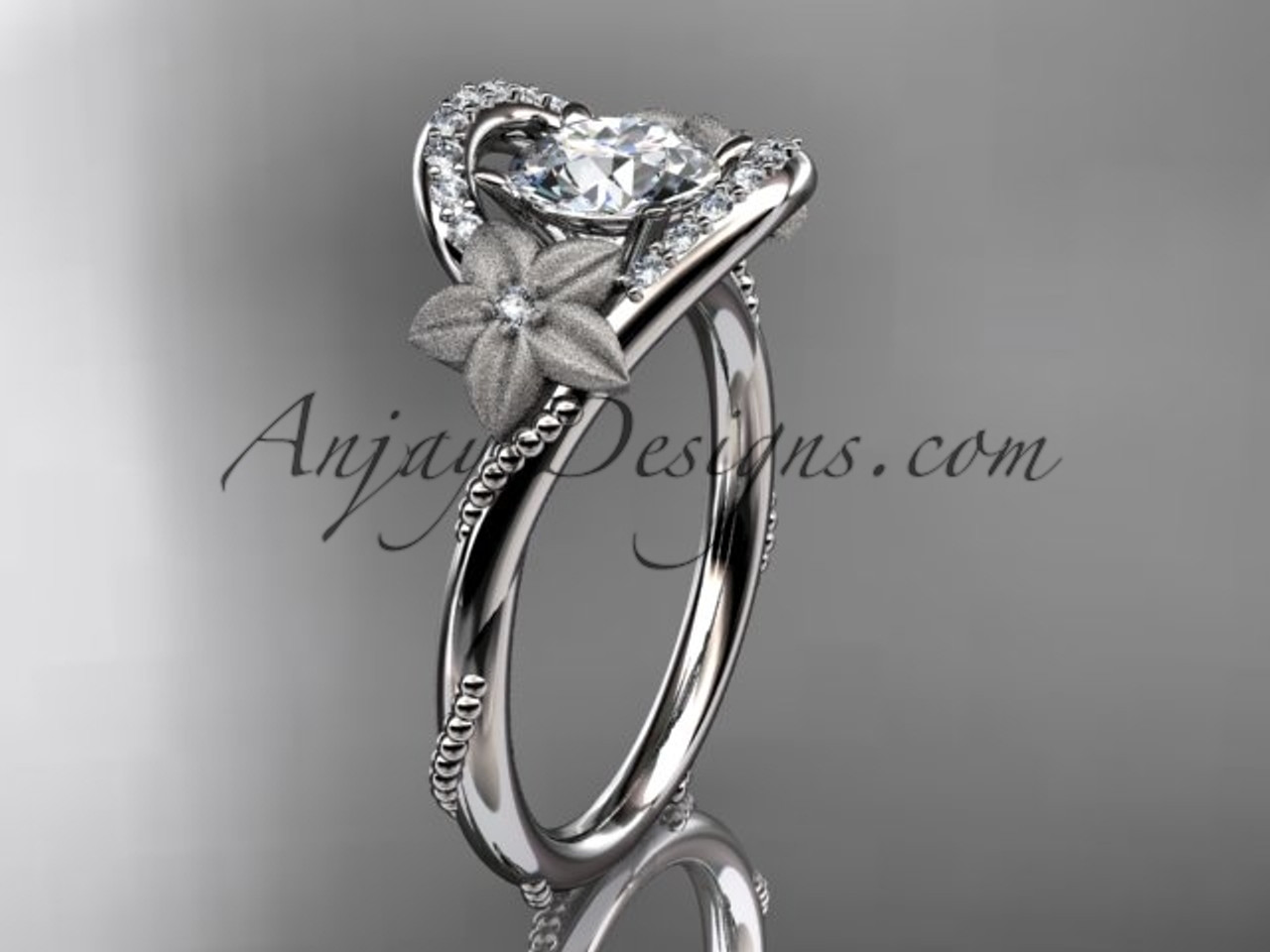 14kt white gold diamond unique engagement ring ADLR166