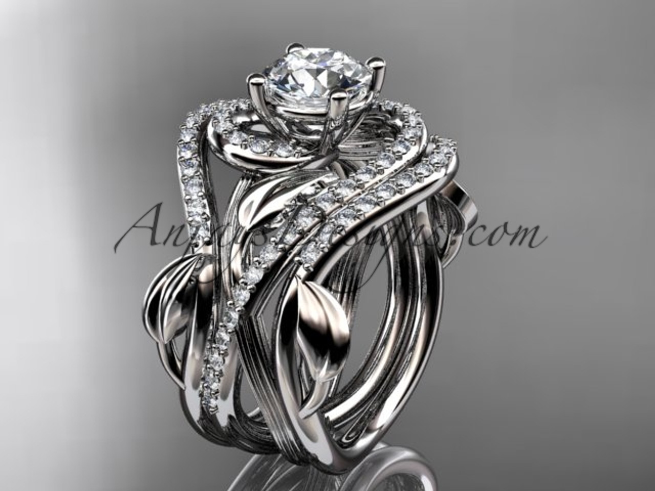 Gabriel Bridal Unique 14K White Gold Vintage Inspired Halo Diamond  Engagement Ring ER14411R4W44JJ - The Diamond Family